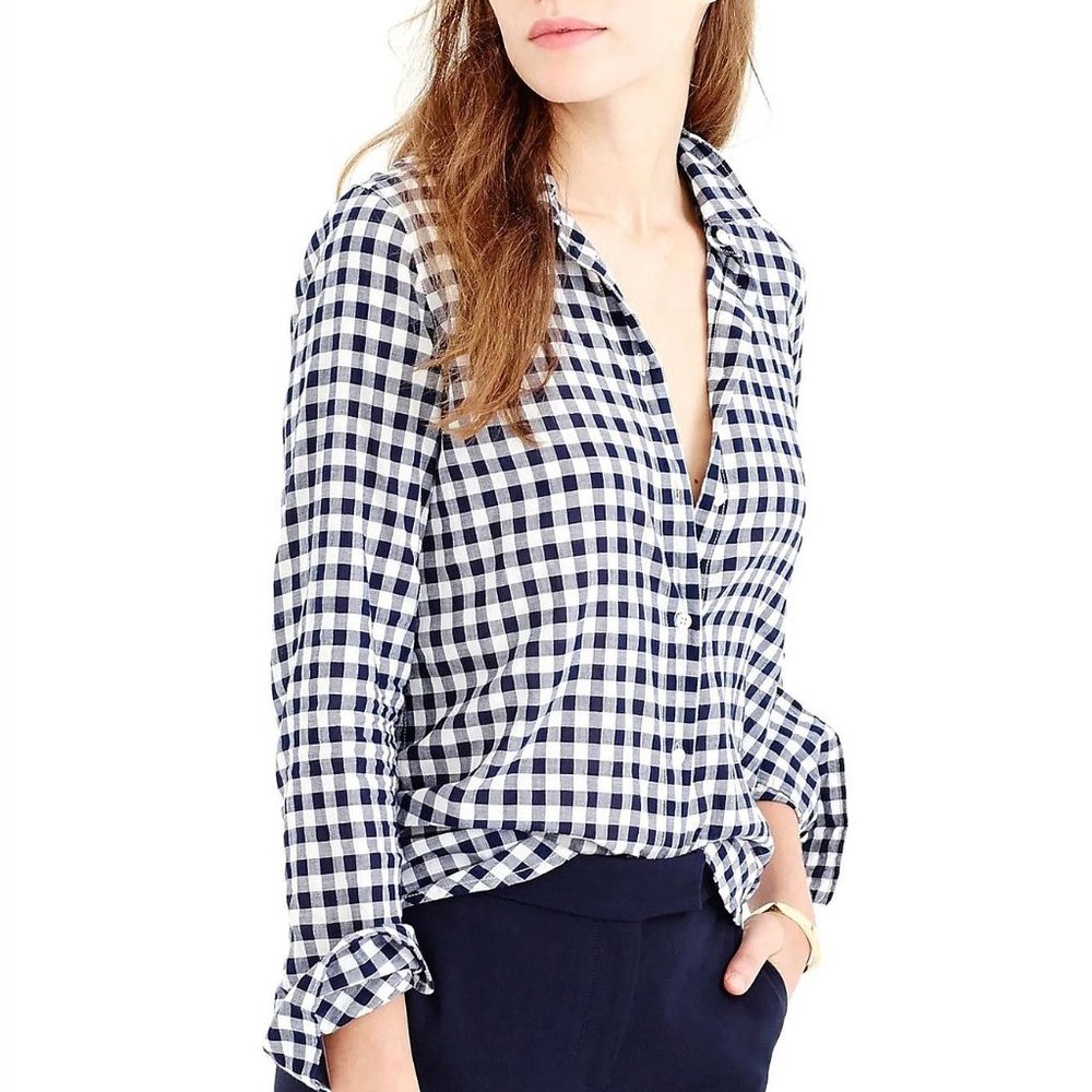 J. Crew Classic-fit Boy Shirt in Crinkle Gingham (size 4P)